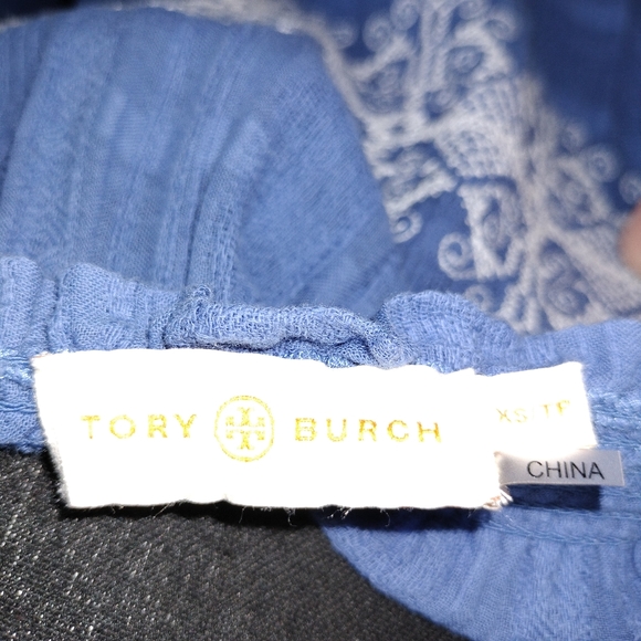 Tory Burch 100% Cotton Embroidered Off-the-Shoulder Smocked Mini Dress Sz. XS - Picture 13 of 13